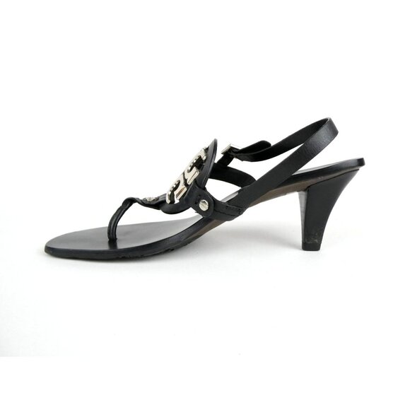 Tory Burch Black Leather Sandals Heels Size 8.5M - Picture 7 of 13